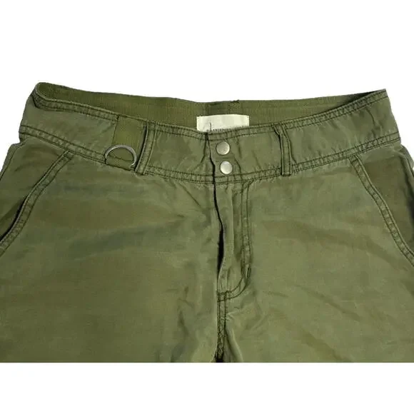 Anthropologie Linen Blend Cargo Utility Jogger Pants Womens 2 Boho Green NWOT - Picture 4 of 7